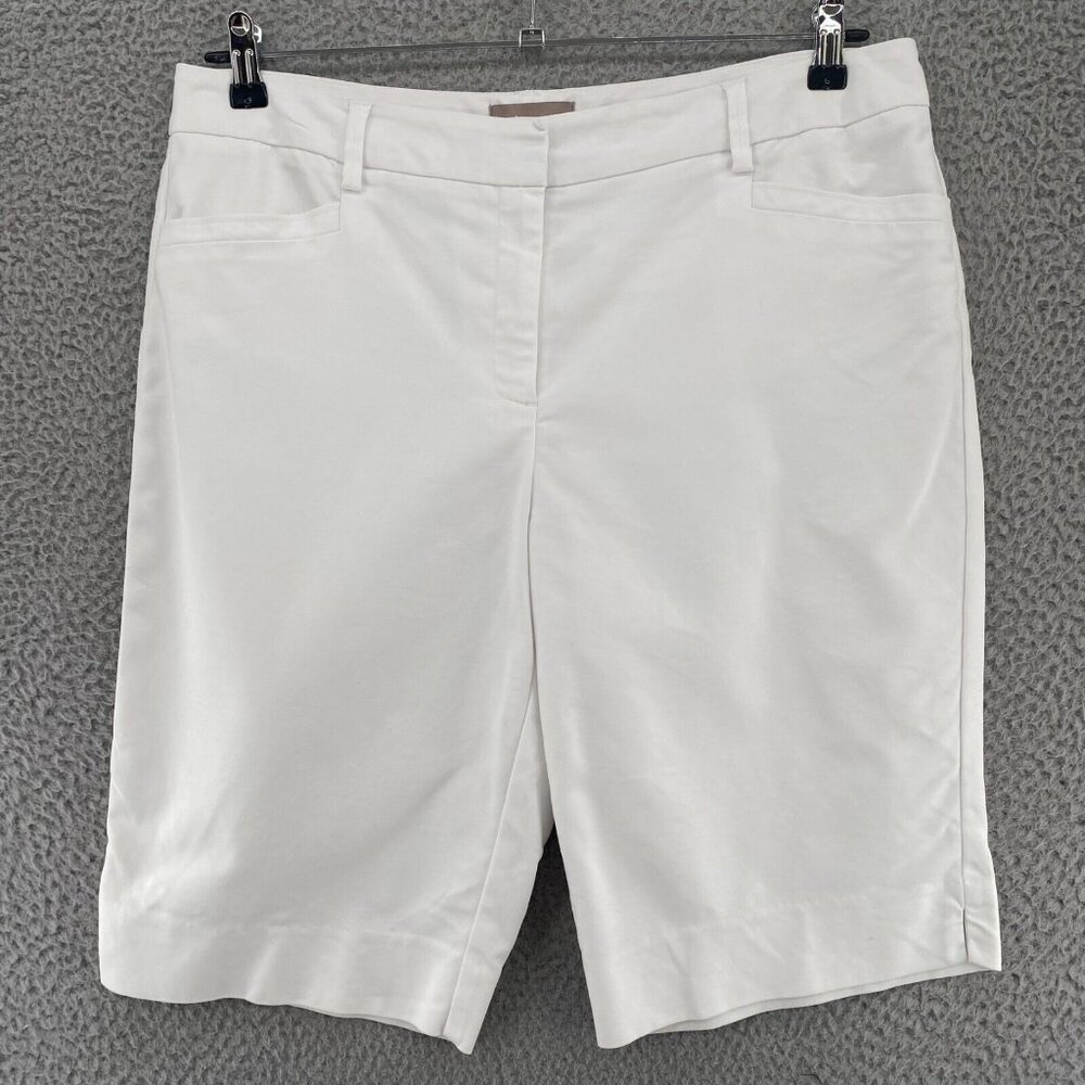 Chico's White Bermuda Shorts Tailored Cotton Blend